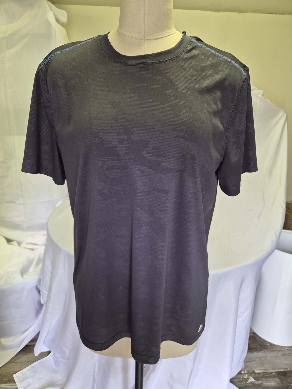 RBX Black Short-Sleeve Performance Tee with Blue Shoulder Piping